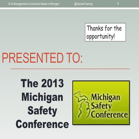 Identification & Management of Universal Waste in Michigan