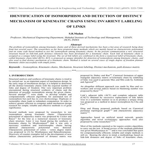 Identification of isomorphism and detection of distinct mechanism of kinemati...