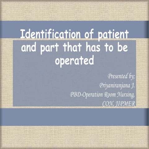 Identification of patient and part that has to be operated