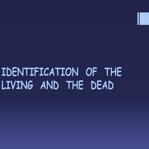 Identification  of  the  living  and  the  dead