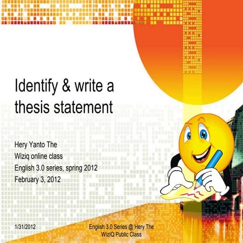 Identify & write a thesis statement  
(shared using VisualBee)