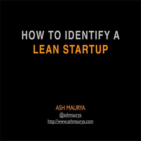 How to Identify a lean startup