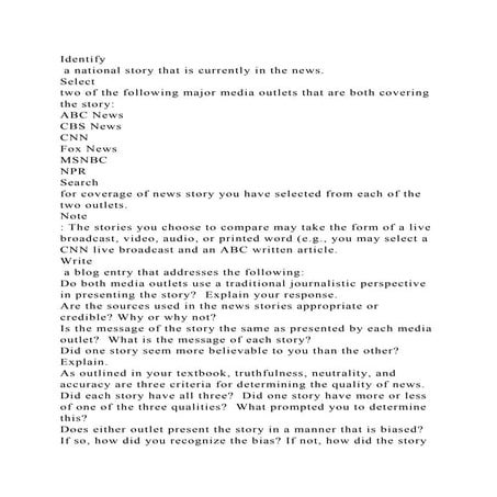 Identify a national story that is currently in the news.Select .docx