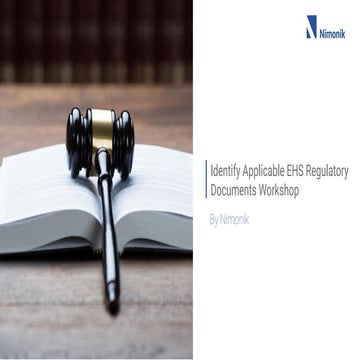 Identify Applicable EHS Regulatory Documents