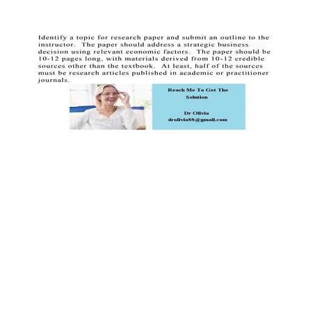Identify a topic for research paper and submit an outline to the ins | PDF