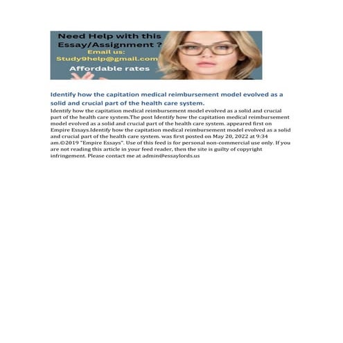 Identify How The Capitation Medical Reimbursement Model Evolved As A pdf