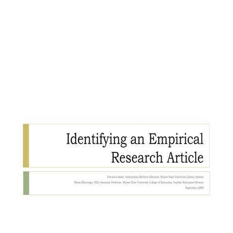 Identifying An Empirical Research Article