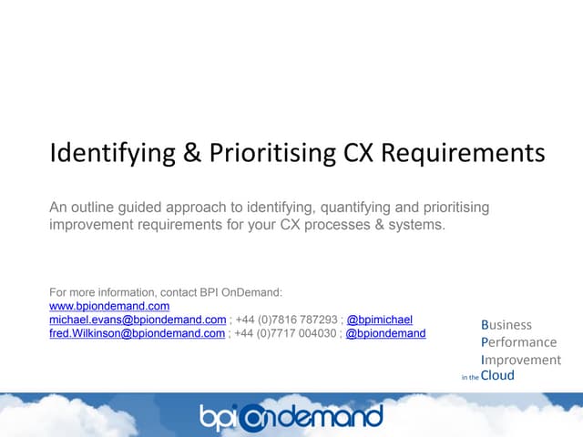 Identifying and Prioritising CX Req...