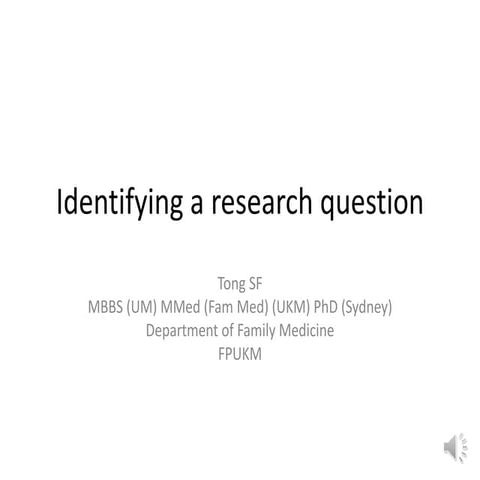Identifying a research question 