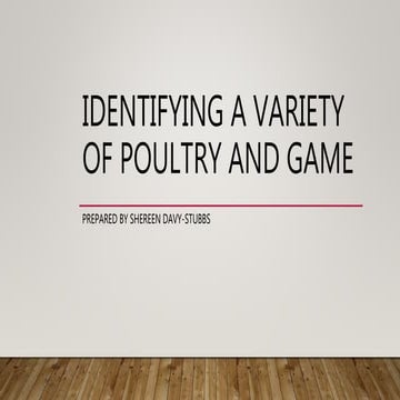 Identifying a variety of poultry and game 