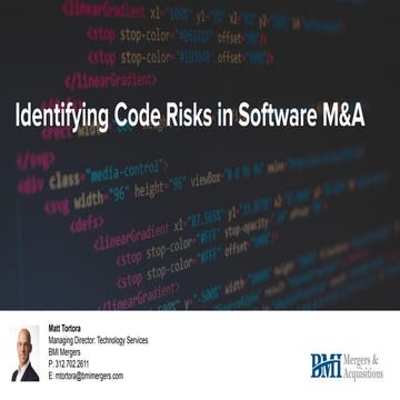 Identifying Code Risks in Software M&A