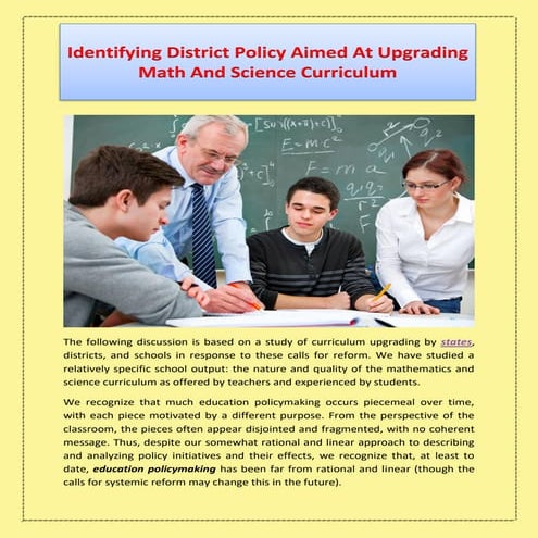 Identifying District Policy Aimed At Upgrading Math And Science Curriculum