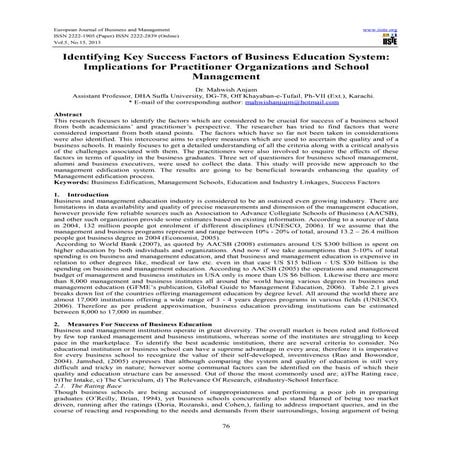 Identifying key success factors of business education system implications for...