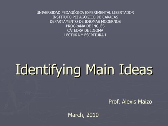 Identifying the main idea | PPT