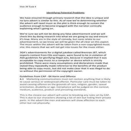 Identifying Potential Problems