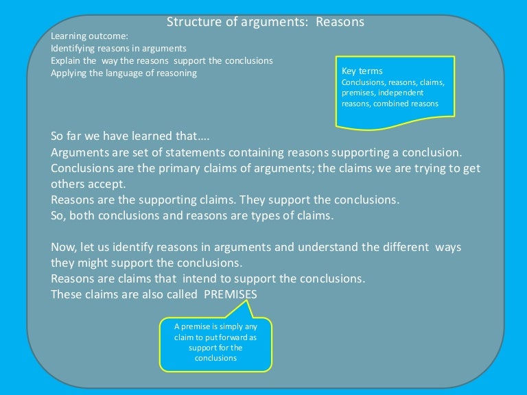 Identifying Reasons in Arguments