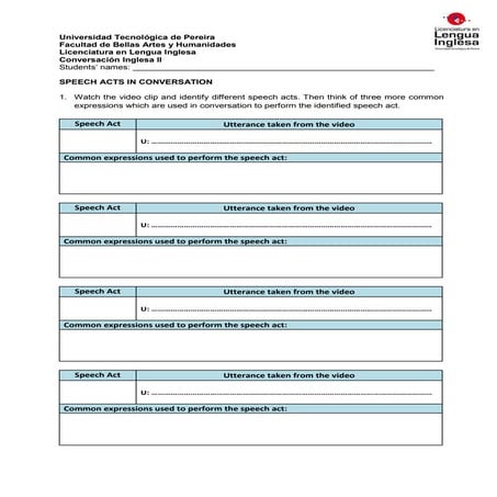 Identifying speech acts  (workshop v)