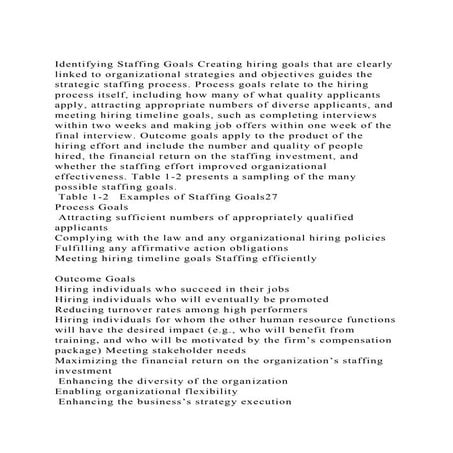 Identifying Staffing Goals Creating hiring goals that are clearly .docx