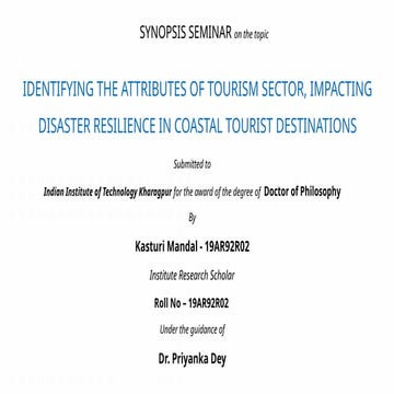 IDENTIFYING THE ATTRIBUTES OF TOURISM SECTOR, IMPACTING DISASTER ...