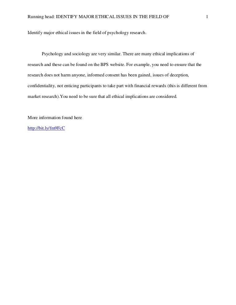 Identify Major Ethical Issues In The Field Of Psychology Research