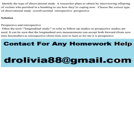 Identify the type of observational study A researcher plans to obtai.pdf