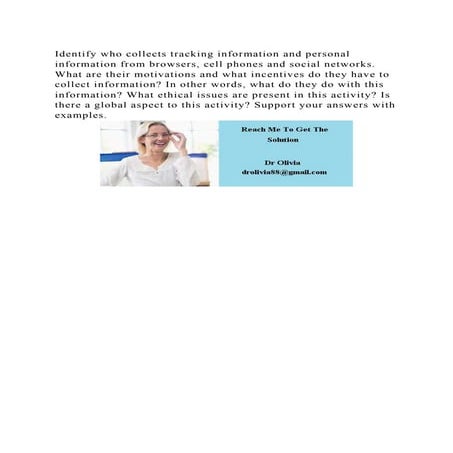 Identify who collects tracking information and personal information .docx