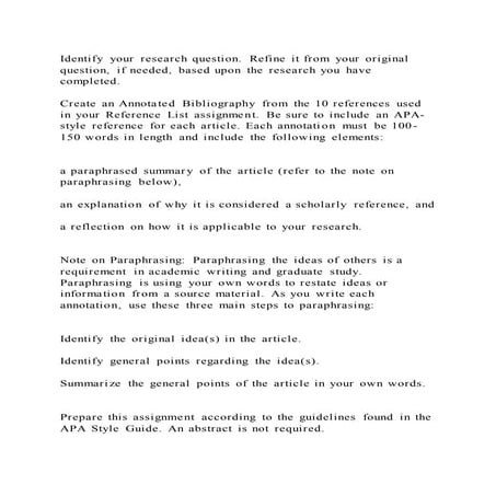 Identify your research question. refine it from your original questi