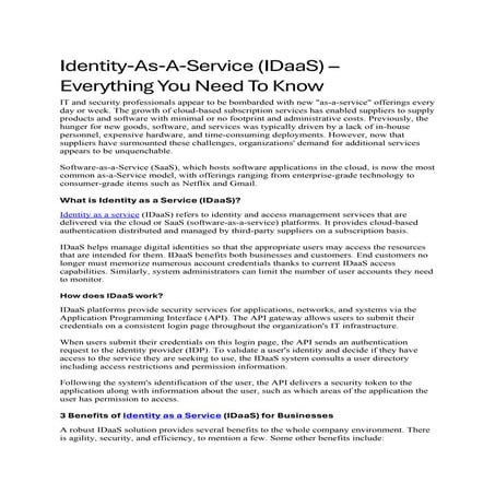 Identity-As-A-Service (IDaaS) – Everything You Need To Know