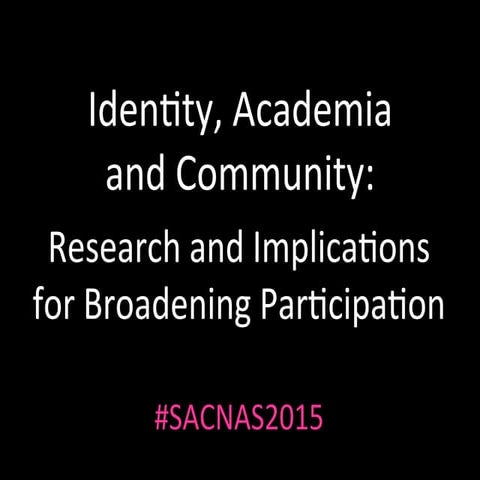 Identity, Academia & Community: Research & Implications for Broadening Participation