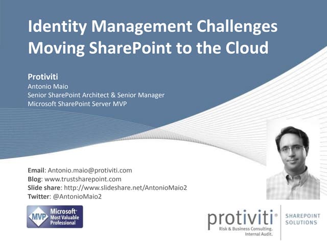 Identity management challenges when moving share point to the cloud   antonio maio