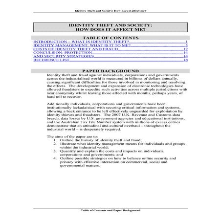 Identity Theft and Society: What's in it for me?