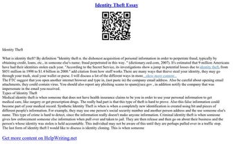 Identity Theft Essay