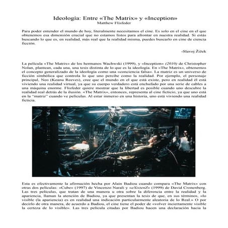 Translation: Ideología entre «the matrix» y «inception» | PDF
