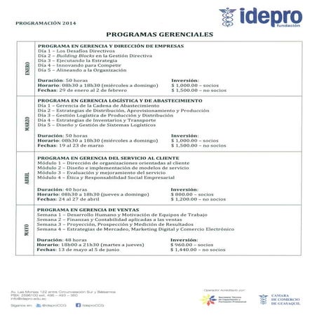 IDEPRO - Programación 2014 (Semestre 1)