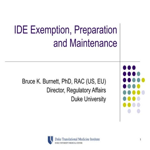 CFTCC Workshop: IDE Exemption, Preparation and Maintenance