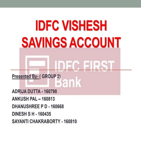 Idfc vishesh savings account
