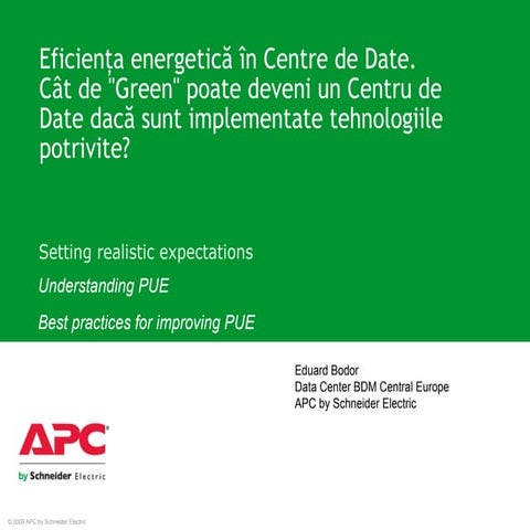 Eficienta energetica in Centre de Date