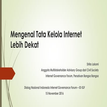 ID IGF 2016 - Opening - Mengenal Tata Kelola internet