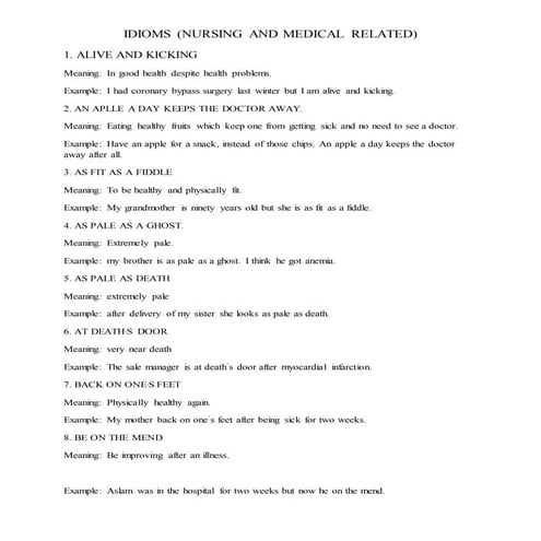 health related idioms