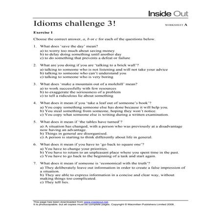 Idioms challenge 3 students