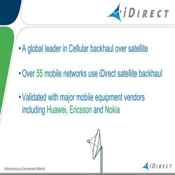 iDirect, A Global Leader in Cellular Backhaul Over Satellite
