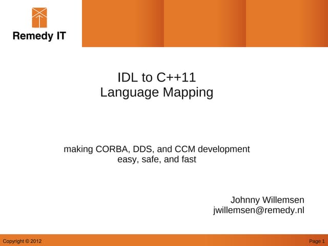 IDL to C++11 OMG RTWS presentations