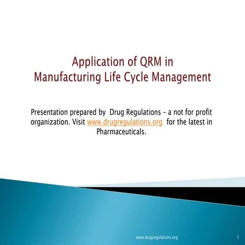 Application of Q R M in Manufacturing Operations 