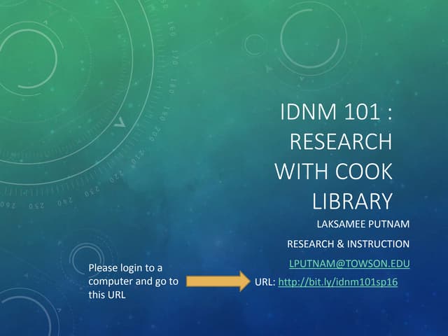 IDNM 101 Spring 16