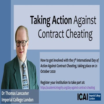 Taking Action Against Contract Cheating - Webinar for International Center fo...