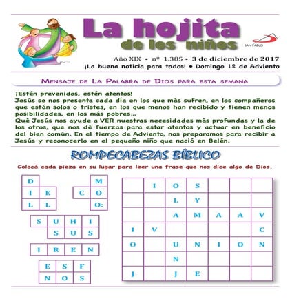 I domingo adviento hojita de los niños