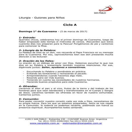 I domingo cuaresma misa con niños