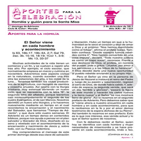 I domingo de adviento guión misa
