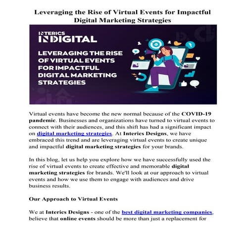 leveraging The Rise Of Virtual Events For Impactful Digital Marketing strategies