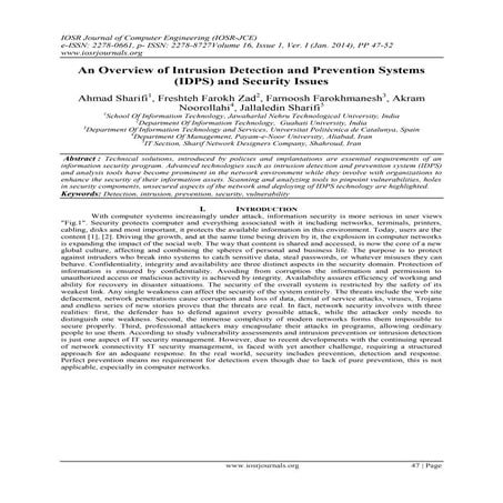 An Overview of Intrusion Detection and Prevention Systems (IDPS) and security...